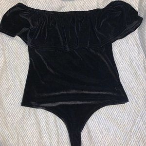 Black Velvet Off-The-Shoulder Bodysuit